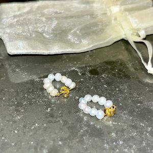 Anthropologie Freshwater Pearl Huggie Earrings